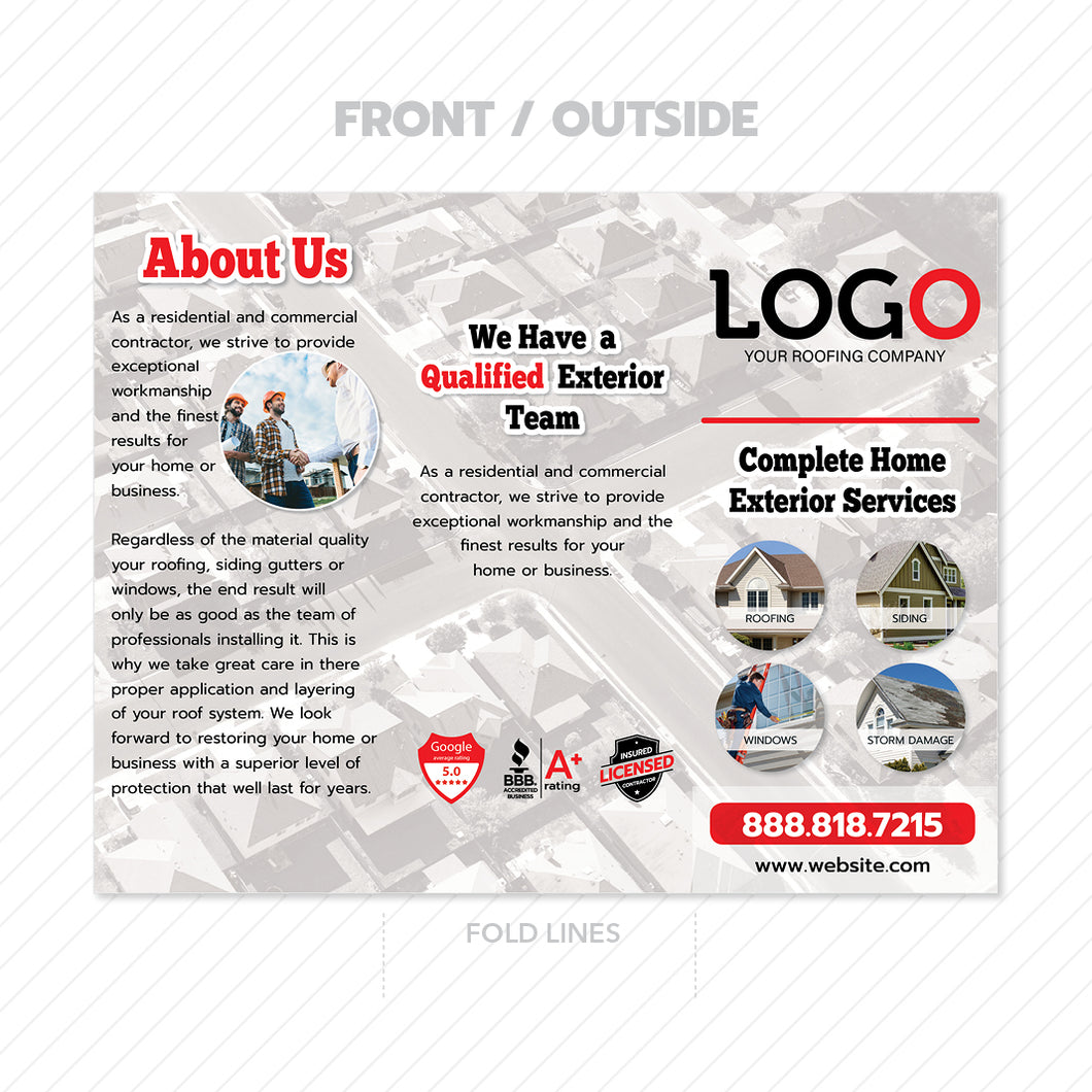 roof damage trifold brochure design