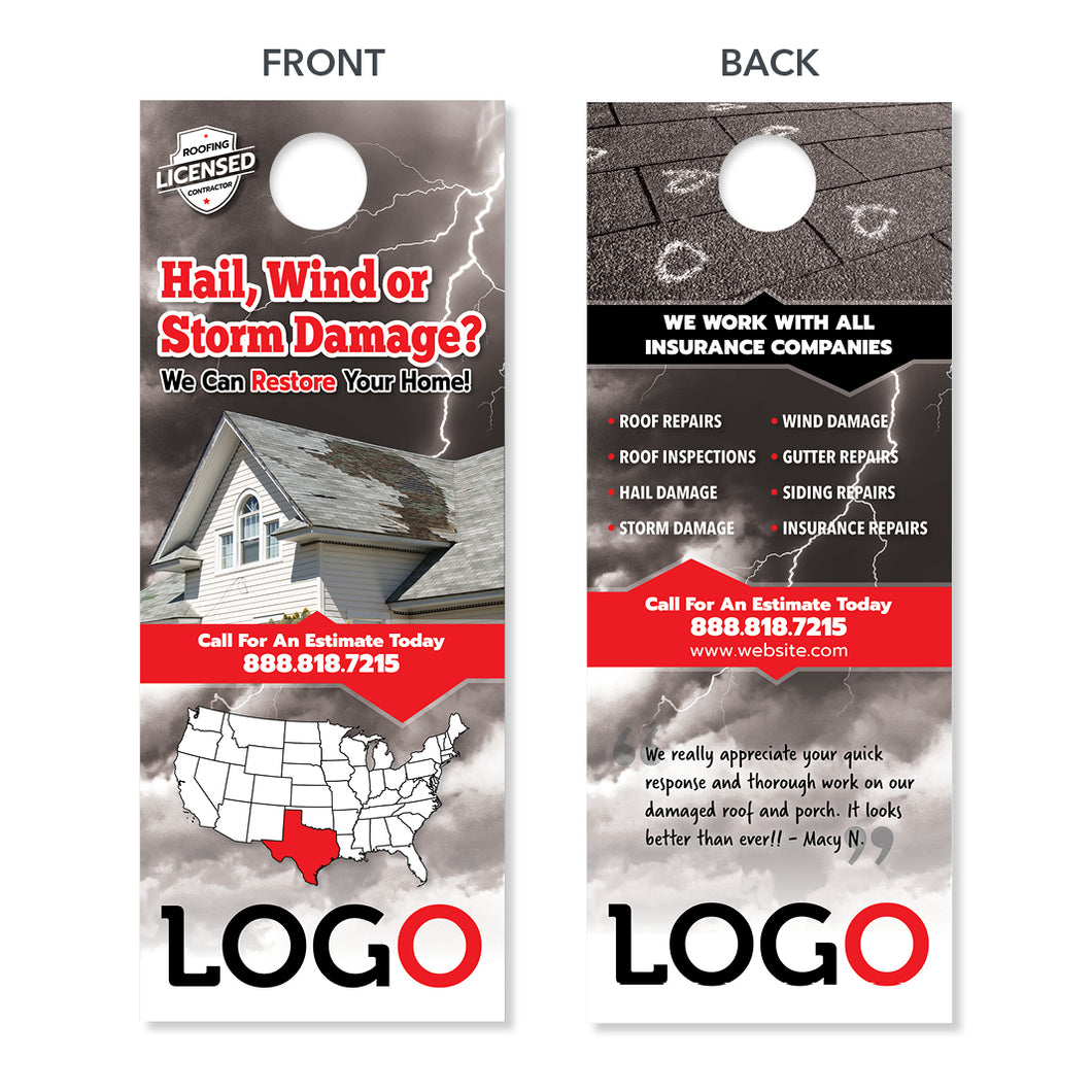 hail damage door hanger for roofers