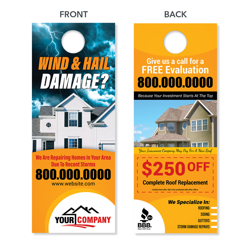 storm damage door hanger for roofers