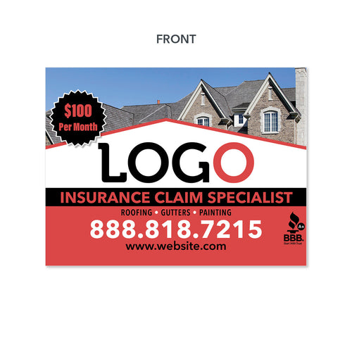 roofing insurance specialists yard sign