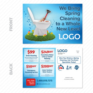 Spring drain cleaning postcard for plumbers