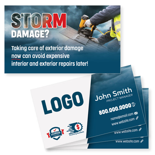 storm damage roofers business card 