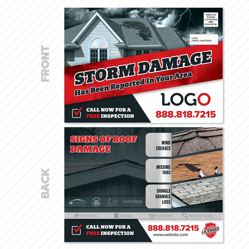 storm damage roofing postcard design