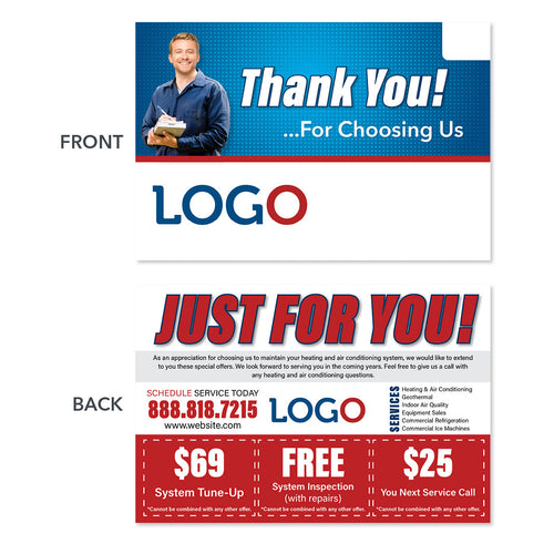 hvac contractor thank you postcard