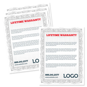 warranty certificate flyer